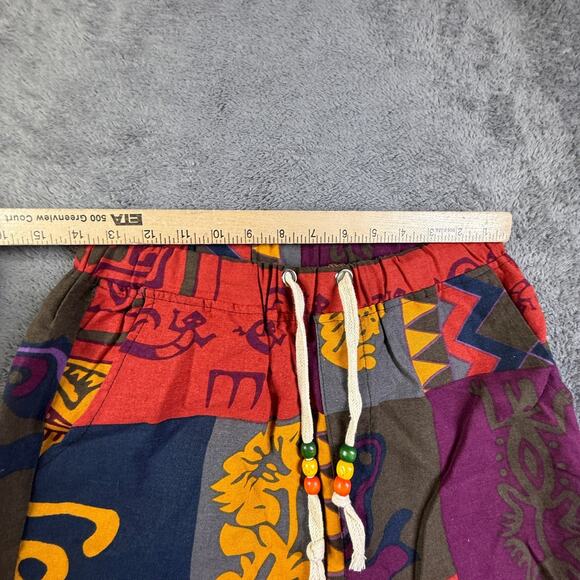 Womens Boho Hippie Pants S/M Pull On Drawstring Woven Colorful Yoga Airy - Picture 3 of 7